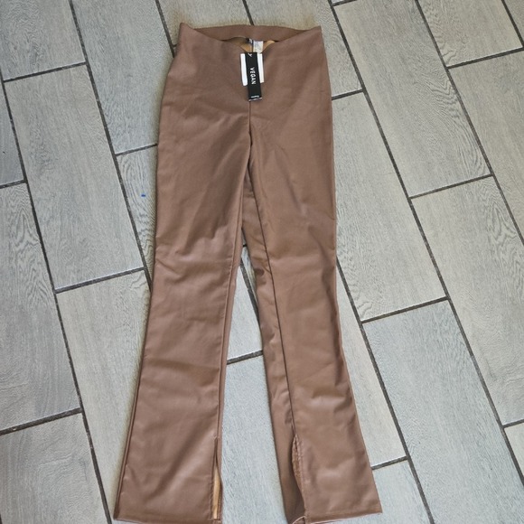 H&M Pants - H&M Divided Faux Leather Flare Pants – Brown, Size 4